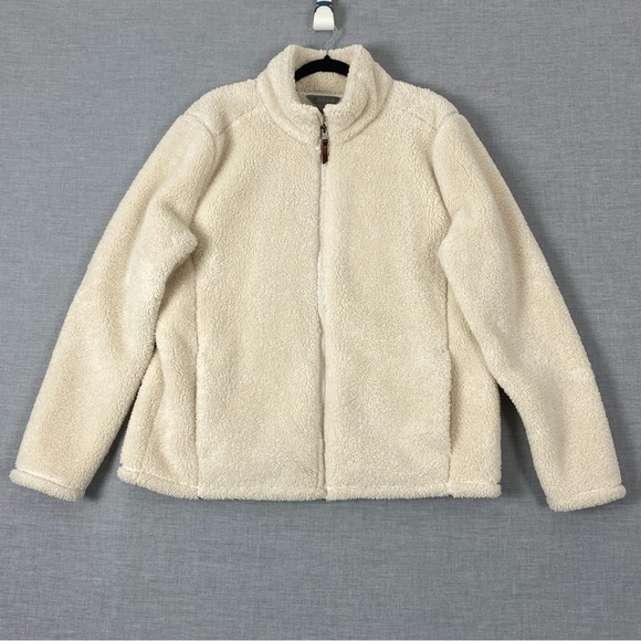 Cloudveil Mountainworks Sherpa Teddy Jacket XXL Cream Color Zip Up Pockets Soft - Picture 1 of 9